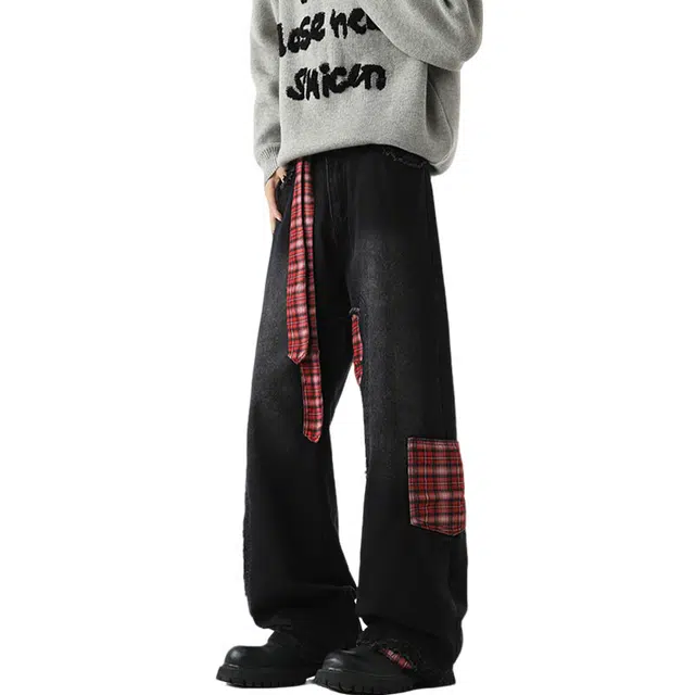 寻星记 高街复古潮牌宽松休闲牛仔裤 男女同款