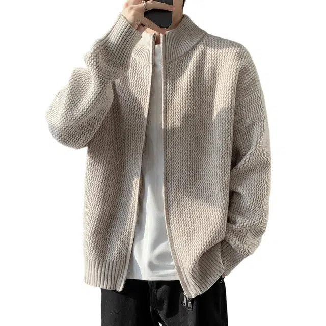 顶峰保罗 立领无性别主义复古慵懒痞帅休闲宽松简约百搭纯色长袖毛衣 男女同款