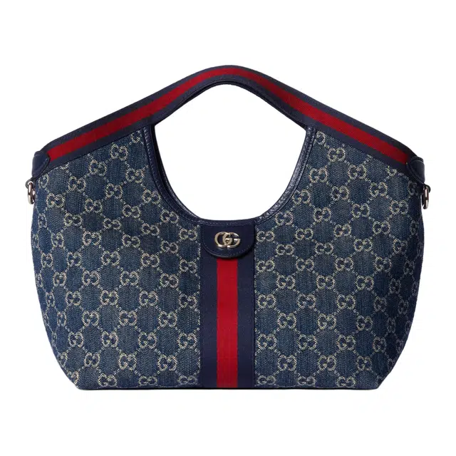 GUCCI GIGLIO Tote Bag Small Blue White