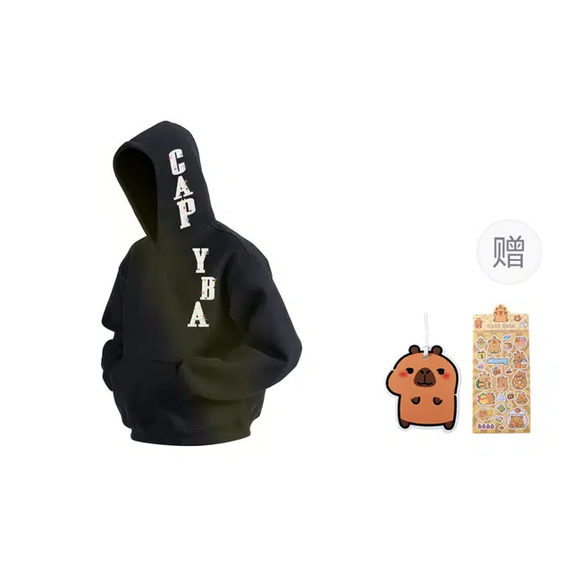 卡皮巴拉小黄豚 美式复古高街风仿刺绣彩点字母小香风设计感小众宽松潮牌高级街头嘻哈重磅时尚百搭休闲情侣长袖套头基础款学生连帽卫衣 男女同款