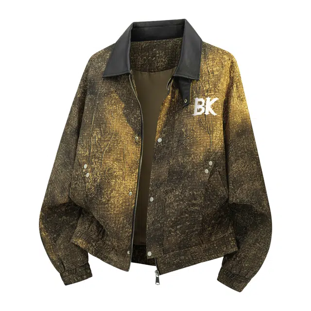 大卫贝肯 美式复古翻领结构分割设计高街先锋宽松休闲通勤百搭工装长袖夹克外套 男女同款