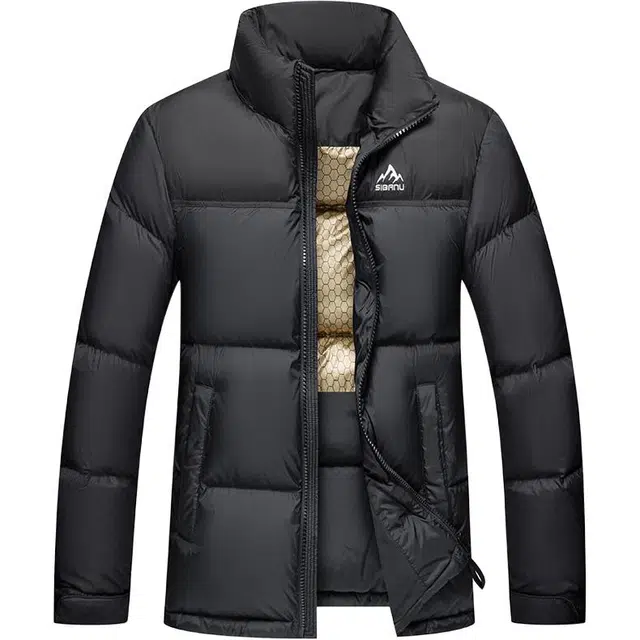 斯巴奴 加厚极寒短款立领拼接面包服时尚百搭保暖通勤羽绒服 男款