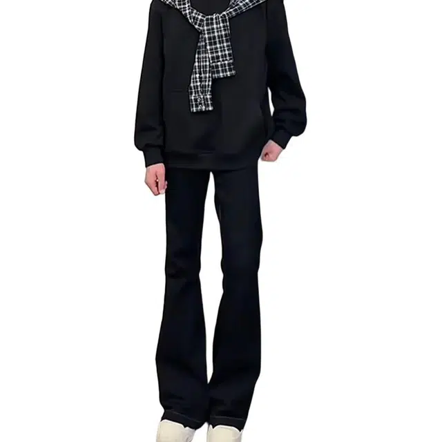 黑马漫画 美式微喇裤男款秋季穿搭修身弯刀裤子显瘦牛仔裤 男女同款