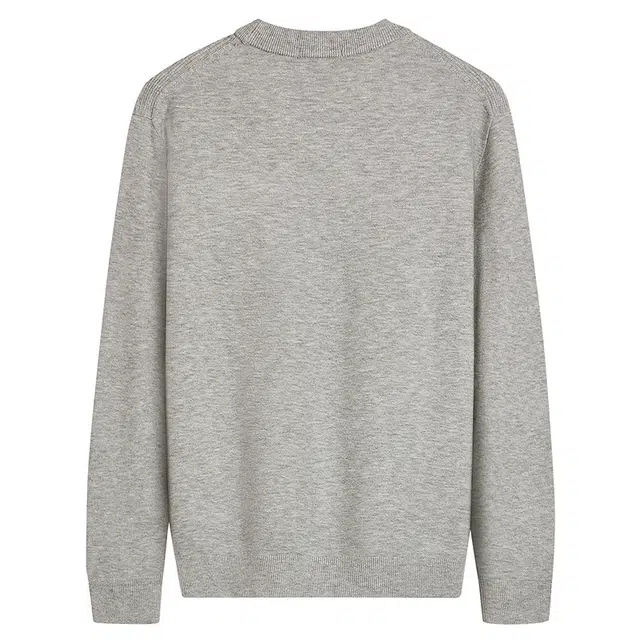 与狼共舞 肌理时尚纯色简约圆领套头舒暖亲肤针织加厚毛衣 男款