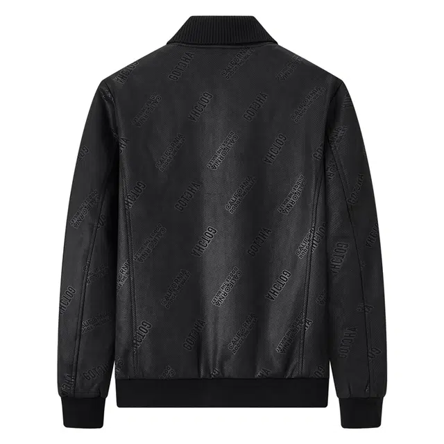 与狼共舞 麂皮时尚复古高街字母脏染满印压花柔软舒适翻领夹克外套 男款