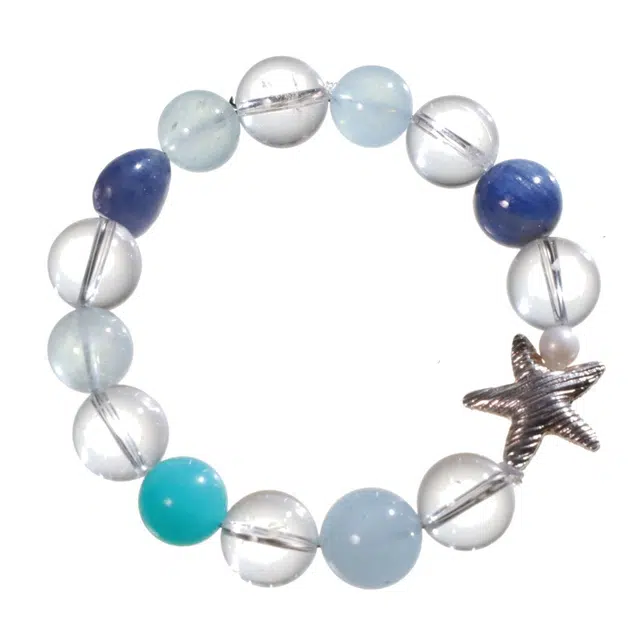 千叶珠宝 碧涛星印·银星垂 海岛日记星星优雅灵动可爱轻奢高级感小众设计款精致百搭#好运天然 蓝水晶 手串 男女同款情侣款