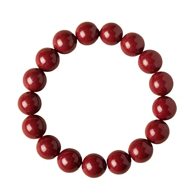 仙园韵 收藏级新中式文玩佛珠念珠素圈好运招财纳福转运珠简约小众设计高级感手饰 朱砂 手串 男女同款情侣款