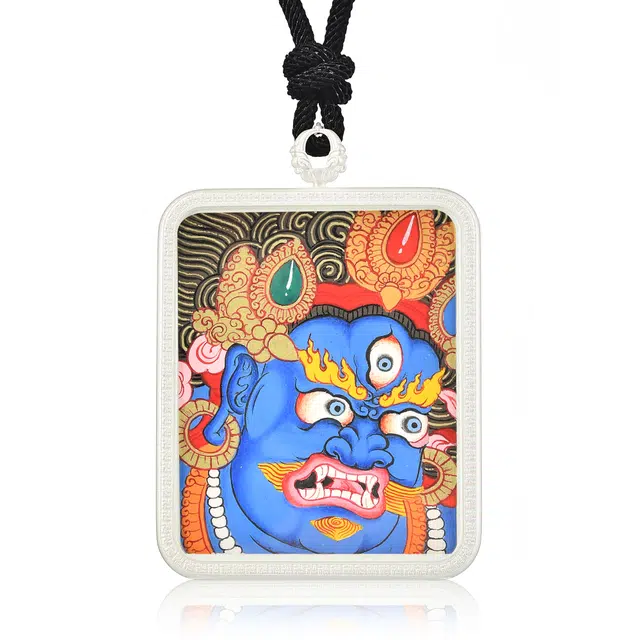 喃呢 藏式热贡精工手绘唐卡 黑财神尊者增福增慧护身符招财转运来财 新中式都市文玩国风#好运 合金 项链 男女同款情侣款