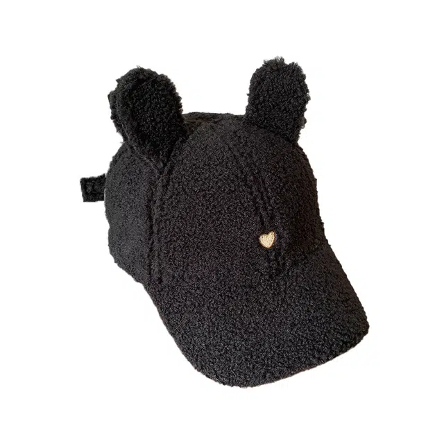 祎步康 甜美可爱兔耳朵秋冬羊羔毛绒加厚保暖百搭显脸小 聚酯纤维 鸭舌帽 女款