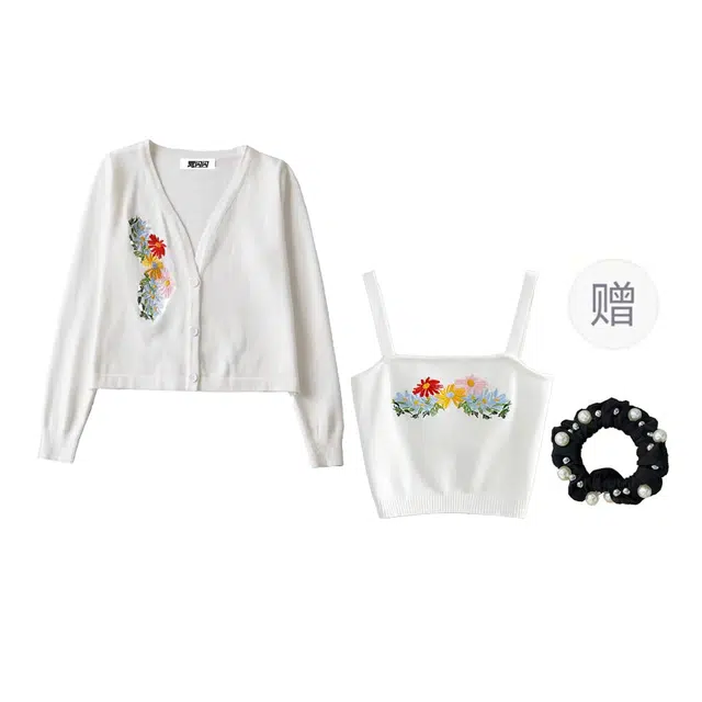 雾闪闪 外套开衫吊带休闲套装 女款