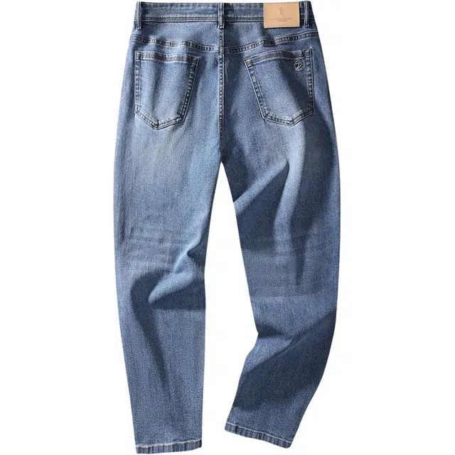 与狼共舞 弹力宽松全适配直筒长裤通勤百搭挺阔有型时尚休闲刺绣牛仔裤 男款