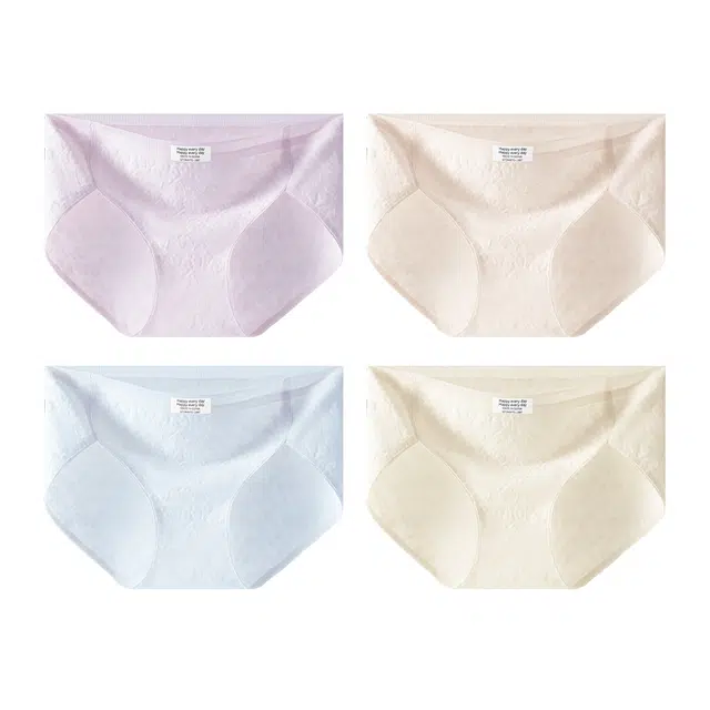 慕梵度 无痕中腰女士纯棉桑蚕丝抑菌加长底档柔软亲肤舒适不卡档三角内裤 女款