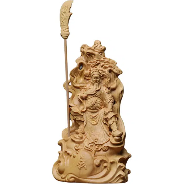 得笙陌 义薄云天关公关二爷实木武财神关羽木雕家居玄关#好运 黄杨木 木作摆件 男女同款情侣款