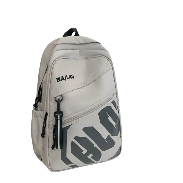 绿野客 书包男生 初中高中生 大容量 结实耐用 女高颜值背包男 涤纶 双肩包 大号 青少年 白色