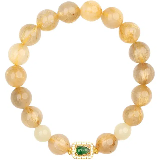 仙源 金黄富贵 招财转运国潮新中式轻奢高级感日常通勤百搭 好运 金发晶 手串 男女同款情侣款