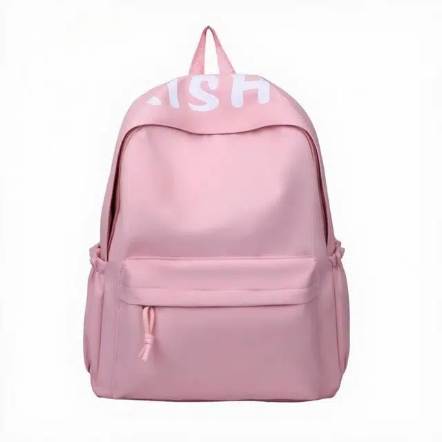 單倉 高颜值简约字母设计通勤百搭背包初高中学生大容量轻便书包 尼龙 双肩包 常规 男女同款情侣款 粉色/黄色/紫色/蓝色/卡其色/黑色