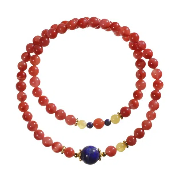 千叶珠宝 彤云抱蓝金辉缀彩蓝珠宋韵平安新中式国潮小众设计款 优雅贵气轻奢高级感大气#好运天然 玛瑙 手串 男女同款情侣款