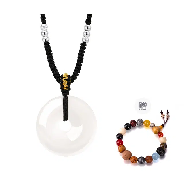 中国黄金 央创时尚 平安扣 轻奢小众设计感 气质清冷感新中式 平安喜乐 国潮 玉髓 项链 男女同款情侣款