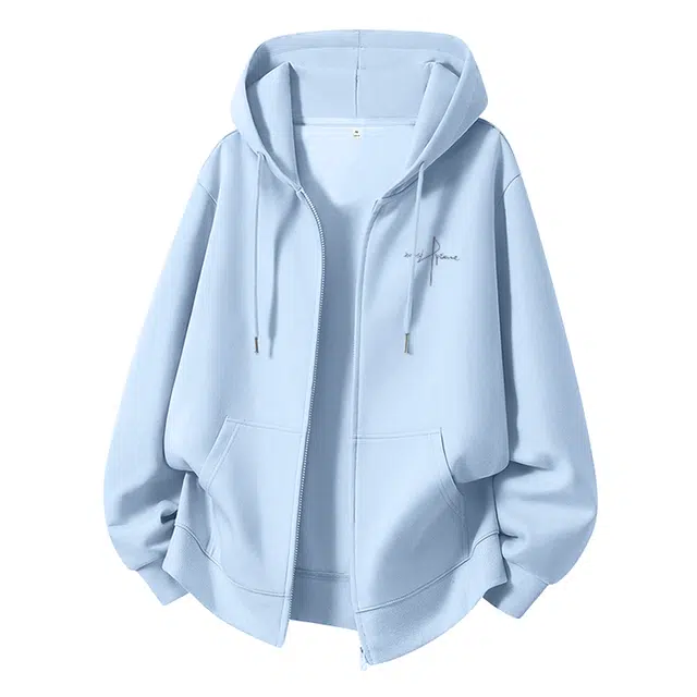 棉致 草书英文简约纯色牛奶丝复合抗皱无性别主义宽松落肩休闲卫衣 男女同款