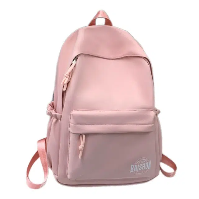 單倉 日系通勤百搭字母设计书包初高中学生大容量通勤百搭书包 尼龙 双肩包 常规 男女同款情侣款 粉色/紫色/黄色/蓝色/卡其色/黑色