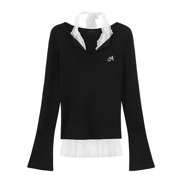 轻迎 甜辣别致刺绣长袖气质叠穿设计感针织衫 女款