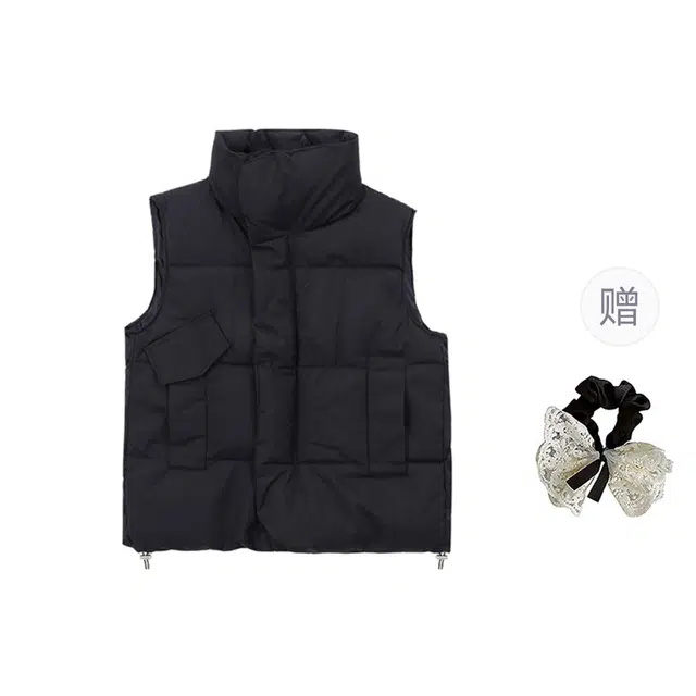 涂诗菲 韩版纯色立领宽松百搭简约显瘦休闲温柔气质潮流时尚通勤马甲 男女同款