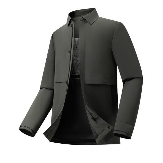 贵人鸟 乐活系列 石墨烯蓄热保暖内里商务休闲翻领茄克加厚中长款棉服外套 男款