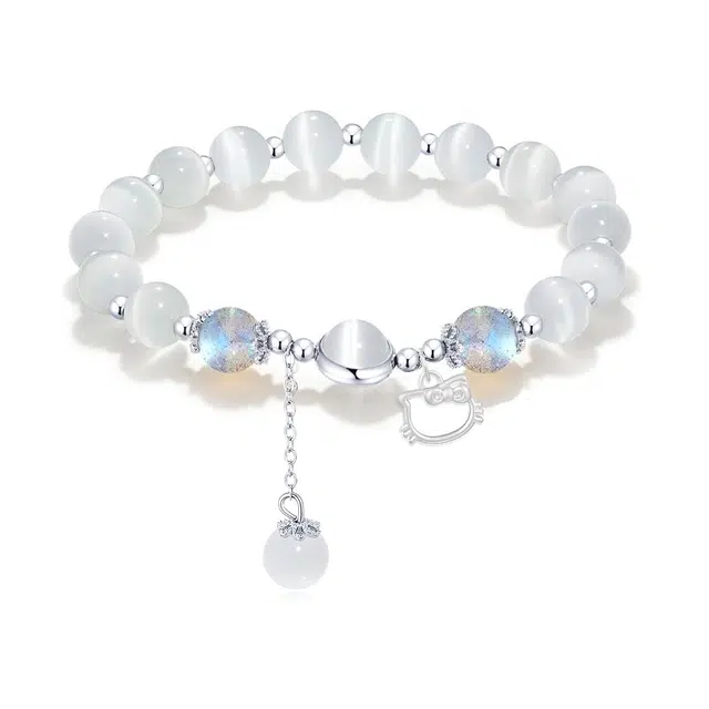 京华录 萌宠足银小福猫 吸金纳福 转运珠 古风显白水润贵气寻梦石珠链 恋爱告白平安喜乐串珠串珠 通勤百搭#好运 琉璃 手串 女款