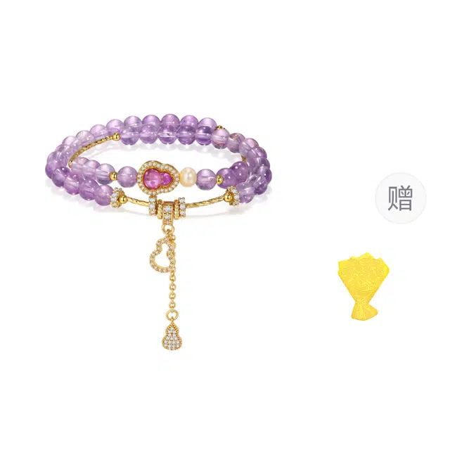 【高品质曜晶级】 金六福吉祥 神秘紫晶净心绪新中式国潮风精致显气质百搭葫芦招财转运纳福#好运天然 紫水晶 手串 男女同款情侣款