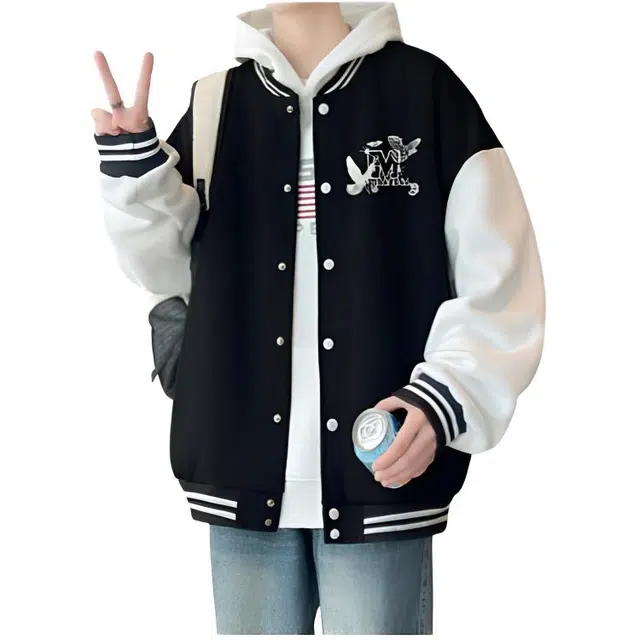 木木兔 美式高街重磅男士长袖外穿秋冬穿搭秋天休闲轻奢潮流时尚刺绣百搭衣服秋季国潮宽松外套夹克 男款