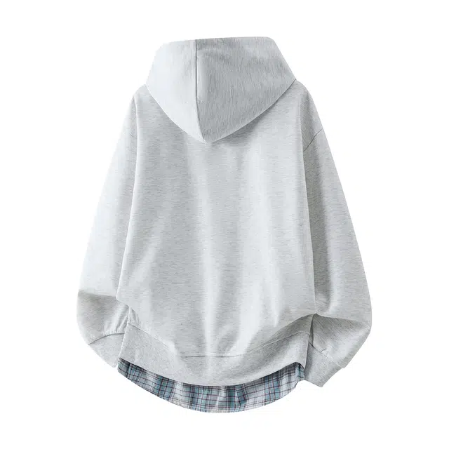 卡皮巴拉小黄豚 美式复古高街格子假两件连帽秋季潮牌夹克外套学生日常穿搭时尚百搭开衫卫衣 男女同款