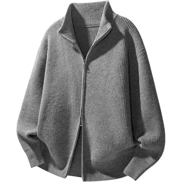 佐菲利 美式双拉链设计感立领男秋季松弛感慵懒风宽松情侣外套毛衣 男女同款