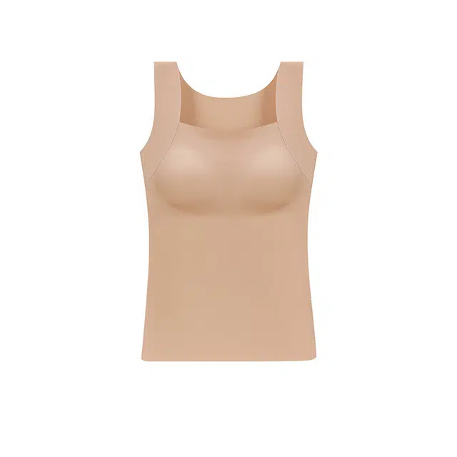 轻迎 免穿文胸无痕肌底衣秋冬带胸垫亲肤透气保暖背心 女款