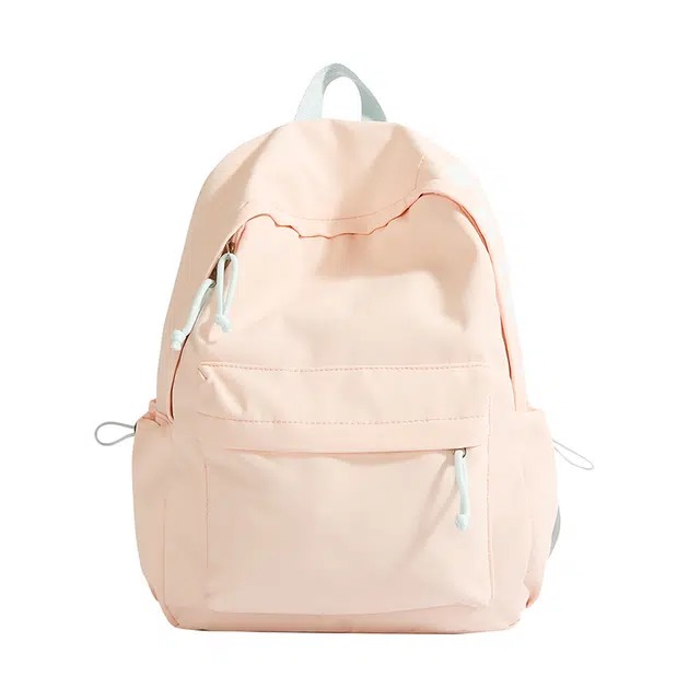 單倉 日韩系小众字母设计通勤百搭背包初高中学生大容量轻便耐磨书包 尼龙 双肩包 常规 男女同款情侣款 粉色/蓝色/绿色/卡其色/黑色