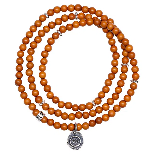 子婳 原创传统工艺吉祥如意平安喜乐小众精致莲花吊坠多圈两用复古弹力编织#好运 橄榄核 珠串 男女同款情侣款