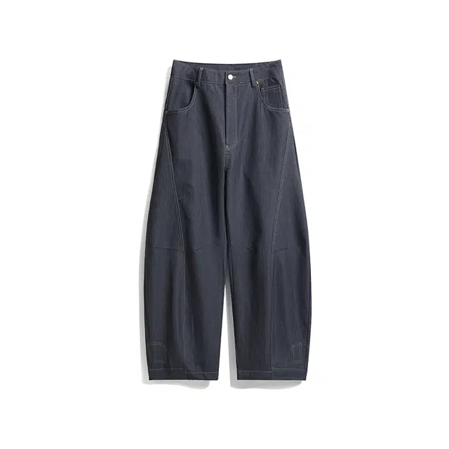 欧路得 设计感弯刀休闲裤男美式街头复古拖地裤子宽松垂感廓形牛仔裤 男款