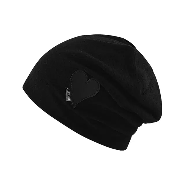 浪莎 韩系小清新爱心贴布旅拍出游包头薄款旅行休闲时尚百搭 聚酯纤维 绒线帽 男女同款情侣款
