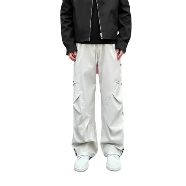 加荣 春秋美式高街褶皱伞兵裤男款日常通勤百搭休闲裤男装秋季宽松痞帅设计感显高显瘦兼具垂感户外潮牌工装裤长裤 男女同款