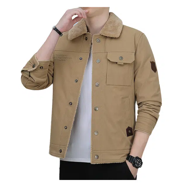 太子龍 美式港风个性翻领刺绣羊羔绒加绒加厚休闲保暖外套棉服 男款