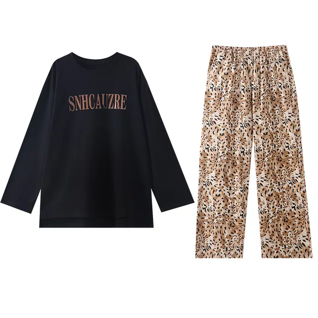 芬腾可安 秋冬季纯棉少女舒适设计感简约亲肤休闲家居服睡衣套装 女款