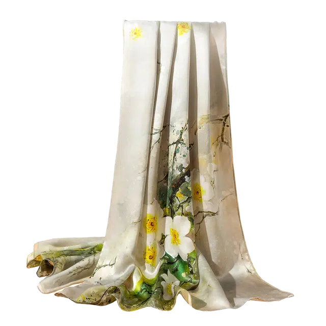 一米画纱 古典国风精致优雅迷梦迷情双层真丝高档气质长款披肩 桑蚕丝 丝巾 女款