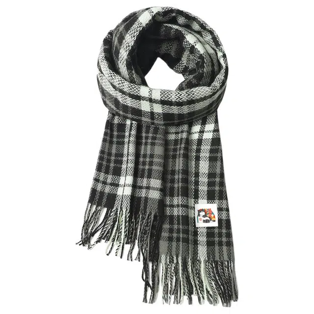 吾皇猫 百搭款简约格子学院风加绒加厚保暖 聚酯纤维 绒线围巾 男女同款情侣款