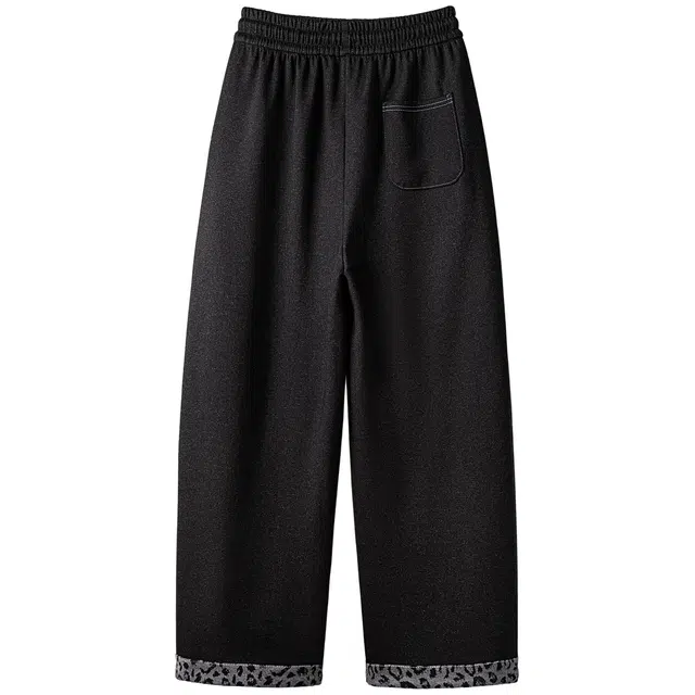 丝柏舍 撞色豹纹设计抽绳松紧高腰九分阔腿宽松款时髦休闲裤 女款