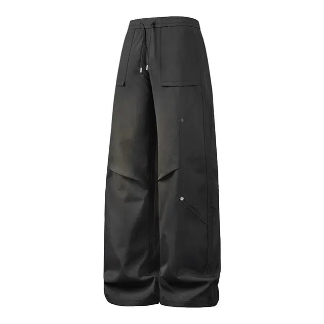 海尔斯 百搭美式高街中腰宽松纯色系带休闲裤 男款