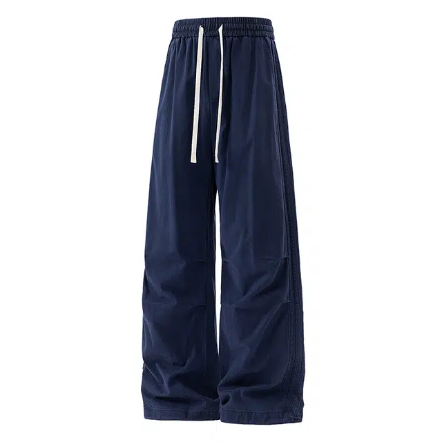 海尔斯 时尚美式简约纯色宽松系带休闲裤 男款