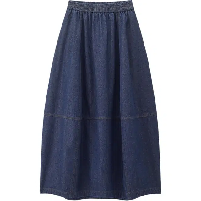 佐丹奴 明线破骨松紧腰花苞半身裙牛仔长裙 女款