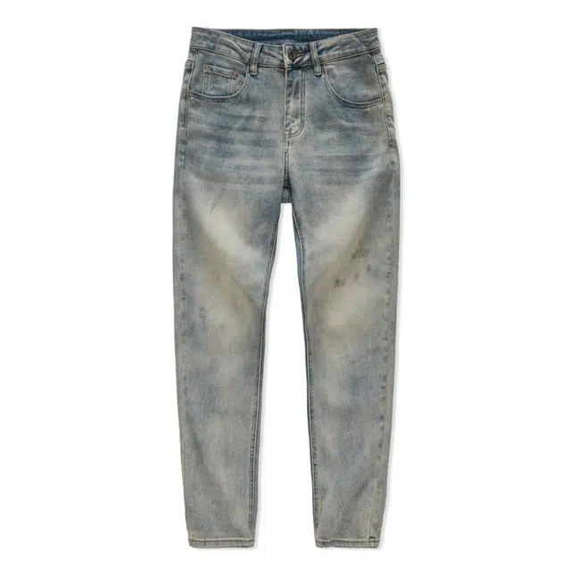 吉肯蒂 潮牌水洗怀旧蓝修身小直筒弹力长裤男牛仔裤 男款