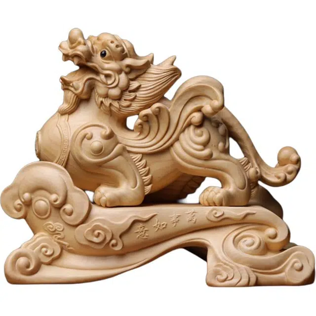 得笙陌 招财进宝貔貅万事如意瑞兽家居饰品办公室工艺品#好运 黄杨木 木作摆件 男女同款情侣款