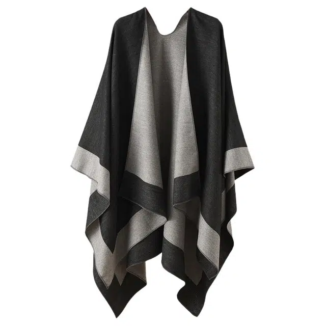 梦特娇 欧美高级感双拼色双面穿戴旅游拍照保暖防风沙 涤纶 披肩 女款