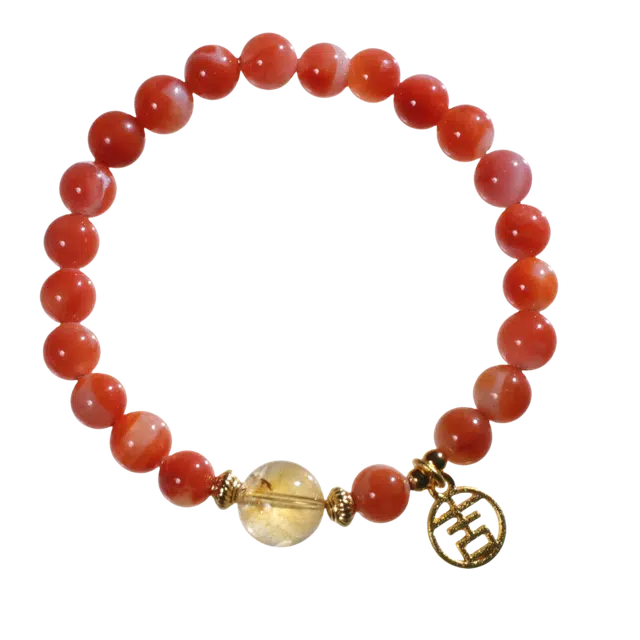 千叶珠宝 赤练悬吉金辉缀玉吉祥牌 平安新中式国潮小众设计款 优雅贵气轻奢高级感大气#好运天然 玛瑙 手串 男女同款情侣款